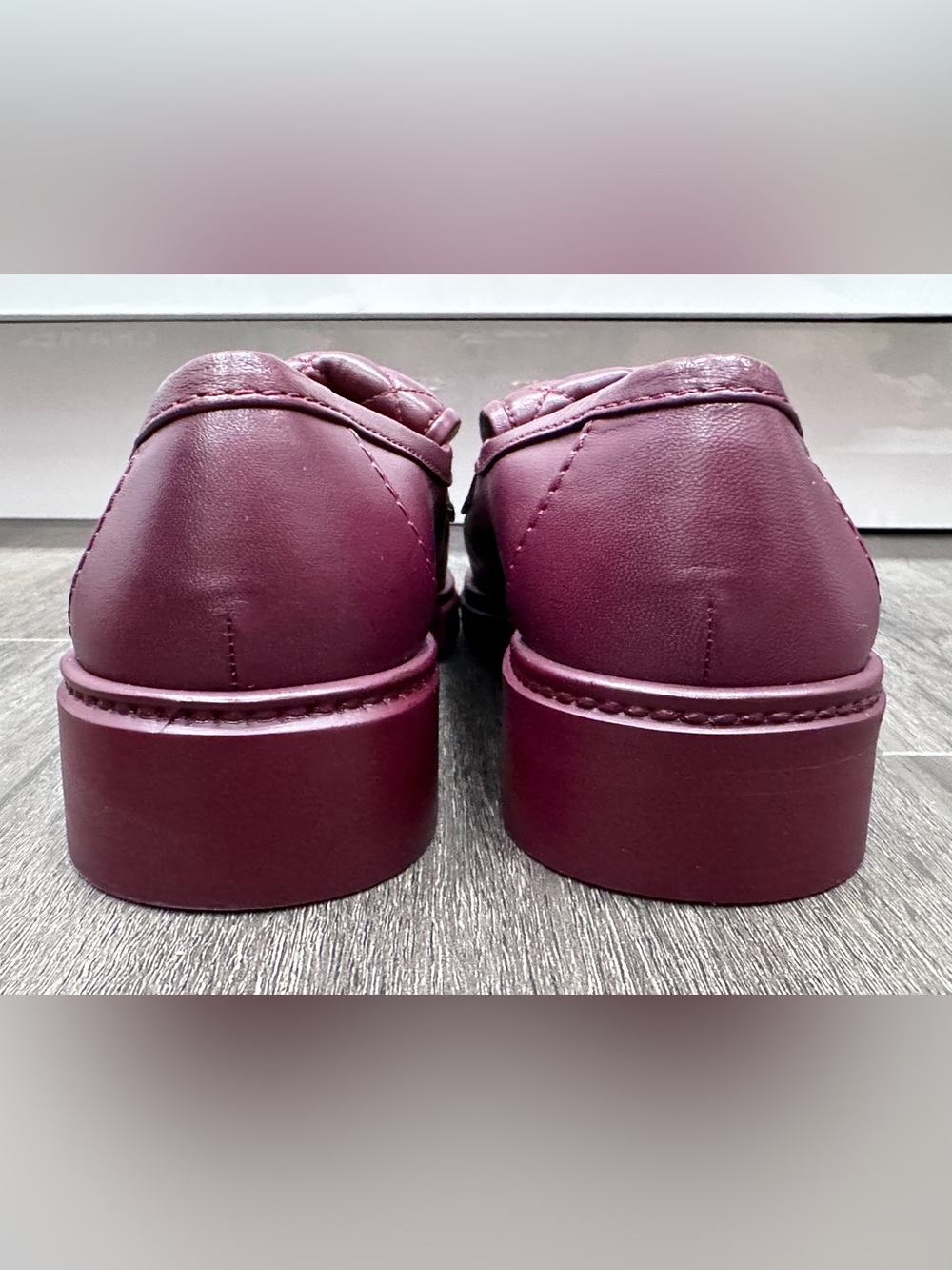 NEW 2026 CHANEL BURGUNDY LEATHER LOAFERS OXFORD SHOES GOLD STRASS CC TURNLOCK 37 - Picture 15 of 16